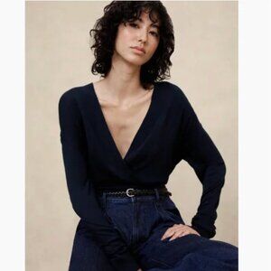 NWT Banana Republic Wrap-Front Pullover Sweater Small Navy